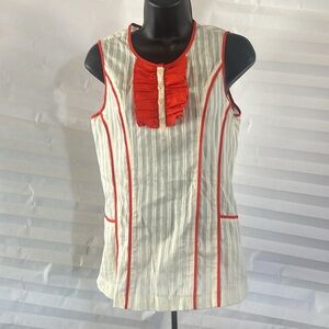 Richard Chai Target Women's Medium Cream Red Sleeveless Blouse Top